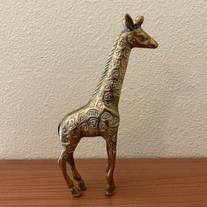 Vintage Brass Giraffe Figurine Gold Tone Boho